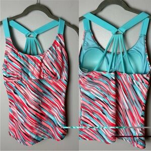 ZeroXposur Tankini Top Size 10 Swim Swimming Pool Beach Blue Red Pink Black Gray